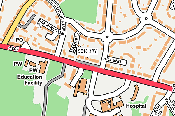 SE18 3RY map - OS OpenMap – Local (Ordnance Survey)