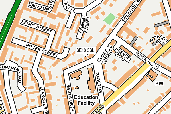 SE18 3SL map - OS OpenMap – Local (Ordnance Survey)