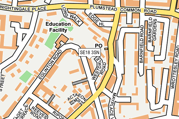 SE18 3SN map - OS OpenMap – Local (Ordnance Survey)