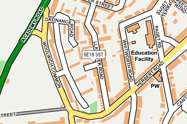 SE18 3ST map - OS OpenMap – Local (Ordnance Survey)