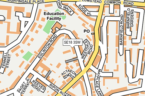 SE18 3SW map - OS OpenMap – Local (Ordnance Survey)