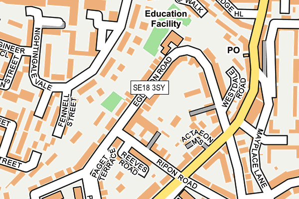 SE18 3SY map - OS OpenMap – Local (Ordnance Survey)