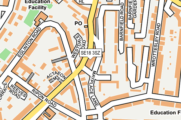 SE18 3SZ map - OS OpenMap – Local (Ordnance Survey)