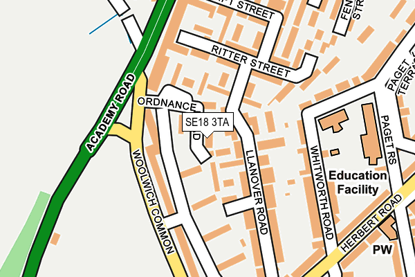 SE18 3TA map - OS OpenMap – Local (Ordnance Survey)