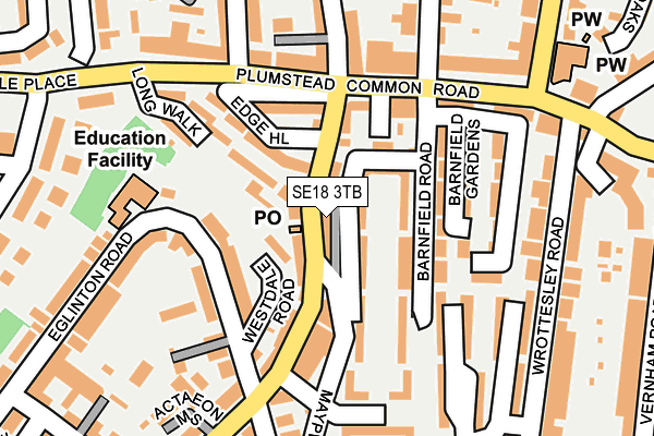 SE18 3TB map - OS OpenMap – Local (Ordnance Survey)