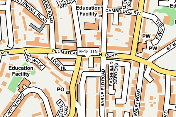 SE18 3TN map - OS OpenMap – Local (Ordnance Survey)