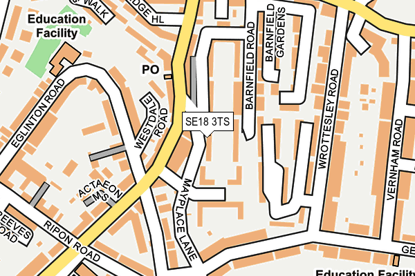 SE18 3TS map - OS OpenMap – Local (Ordnance Survey)