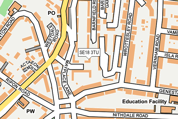 SE18 3TU map - OS OpenMap – Local (Ordnance Survey)