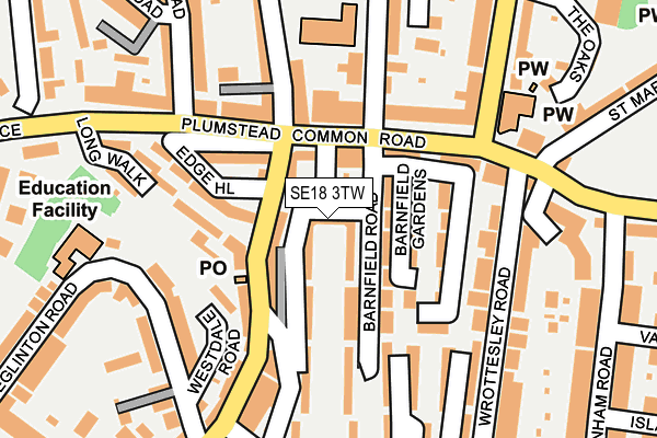 SE18 3TW map - OS OpenMap – Local (Ordnance Survey)