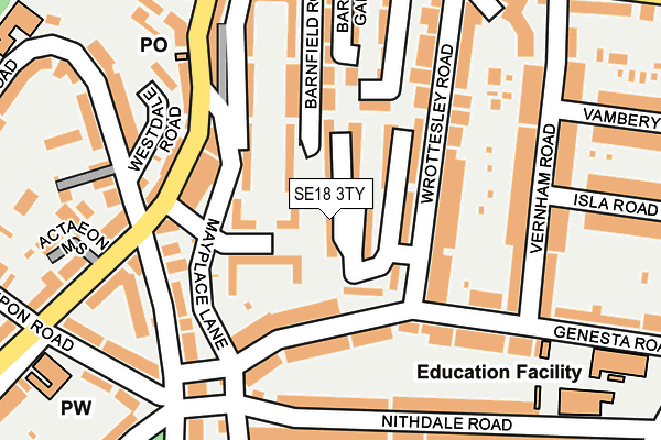 SE18 3TY map - OS OpenMap – Local (Ordnance Survey)
