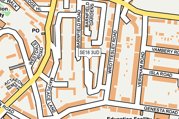 SE18 3UD map - OS OpenMap – Local (Ordnance Survey)