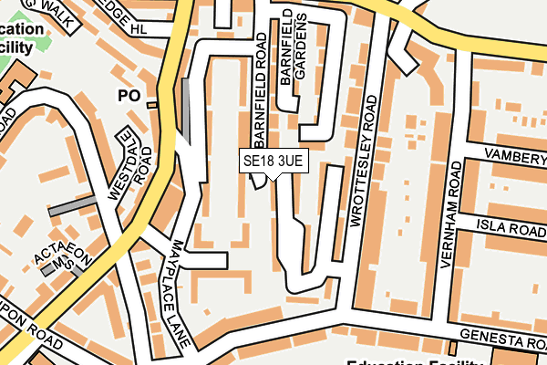 SE18 3UE map - OS OpenMap – Local (Ordnance Survey)