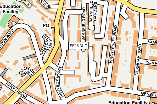 SE18 3UG map - OS OpenMap – Local (Ordnance Survey)