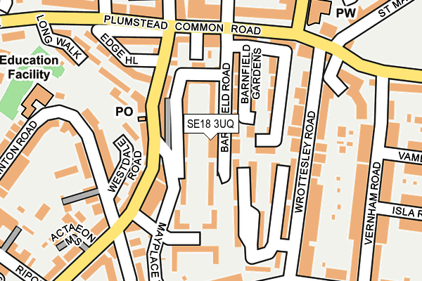SE18 3UQ map - OS OpenMap – Local (Ordnance Survey)