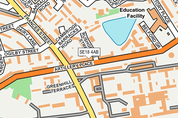SE18 4AB map - OS OpenMap – Local (Ordnance Survey)