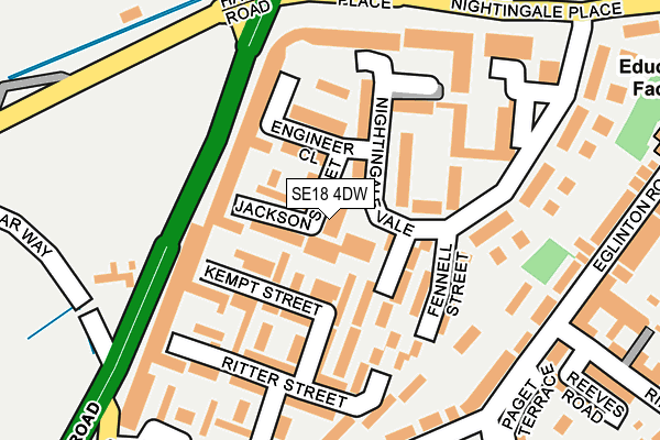 SE18 4DW map - OS OpenMap – Local (Ordnance Survey)