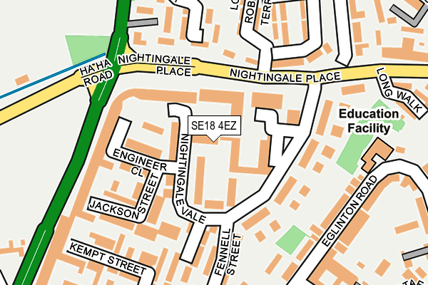 SE18 4EZ map - OS OpenMap – Local (Ordnance Survey)