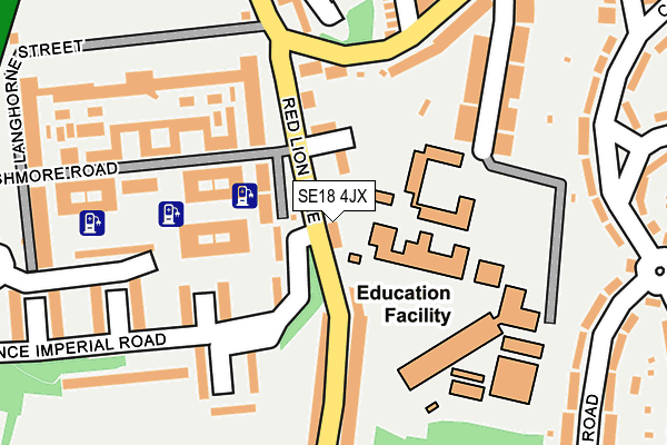 SE18 4JX map - OS OpenMap – Local (Ordnance Survey)