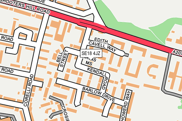 SE18 4JZ map - OS OpenMap – Local (Ordnance Survey)