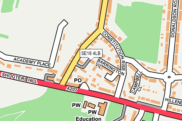 SE18 4LB map - OS OpenMap – Local (Ordnance Survey)