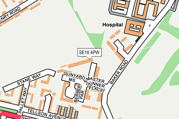 SE18 4PW map - OS OpenMap – Local (Ordnance Survey)