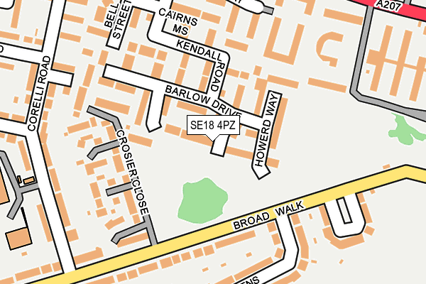 SE18 4PZ map - OS OpenMap – Local (Ordnance Survey)