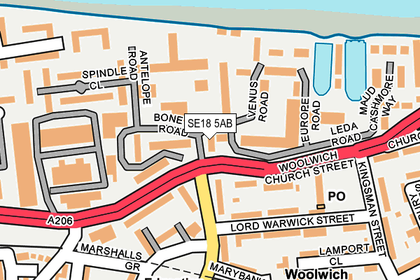 SE18 5AB map - OS OpenMap – Local (Ordnance Survey)