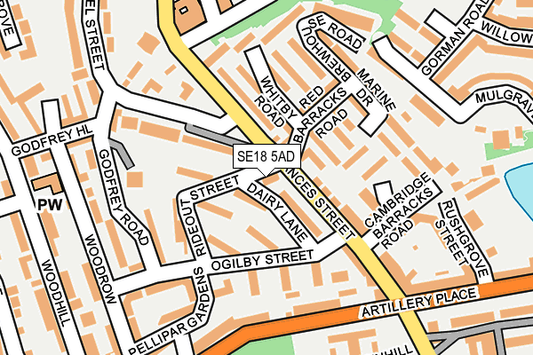 SE18 5AD map - OS OpenMap – Local (Ordnance Survey)