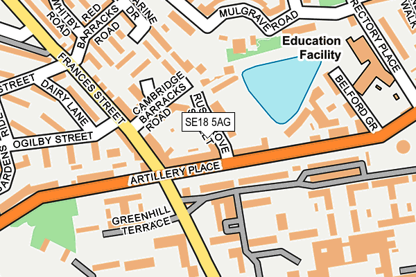SE18 5AG map - OS OpenMap – Local (Ordnance Survey)