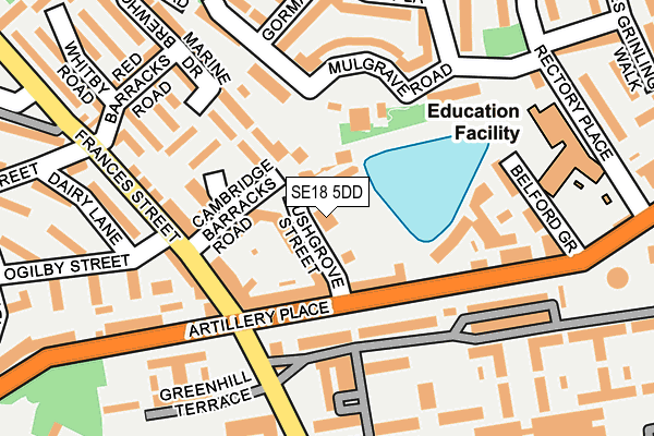 SE18 5DD map - OS OpenMap – Local (Ordnance Survey)