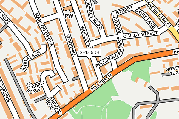 SE18 5DH map - OS OpenMap – Local (Ordnance Survey)