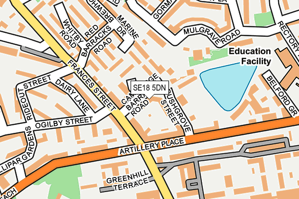 SE18 5DN map - OS OpenMap – Local (Ordnance Survey)