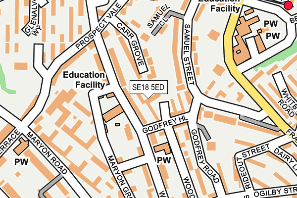 SE18 5ED map - OS OpenMap – Local (Ordnance Survey)