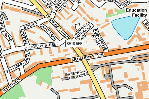 SE18 5EF map - OS OpenMap – Local (Ordnance Survey)