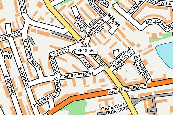 SE18 5EJ map - OS OpenMap – Local (Ordnance Survey)