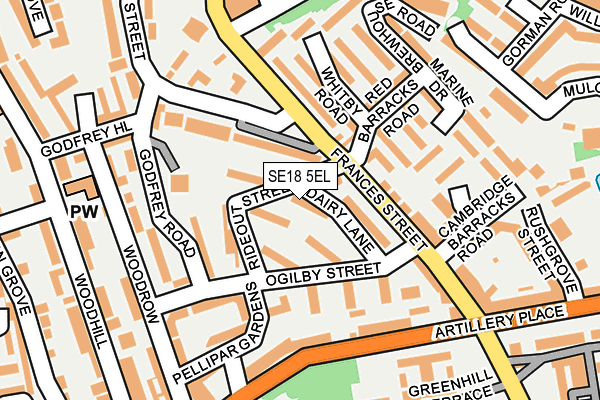 SE18 5EL map - OS OpenMap – Local (Ordnance Survey)