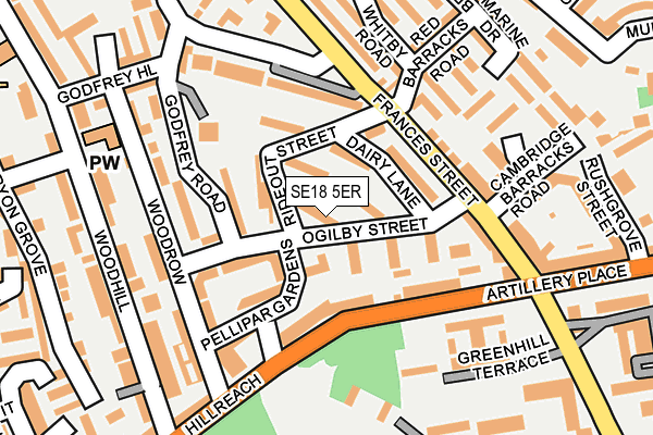 SE18 5ER map - OS OpenMap – Local (Ordnance Survey)
