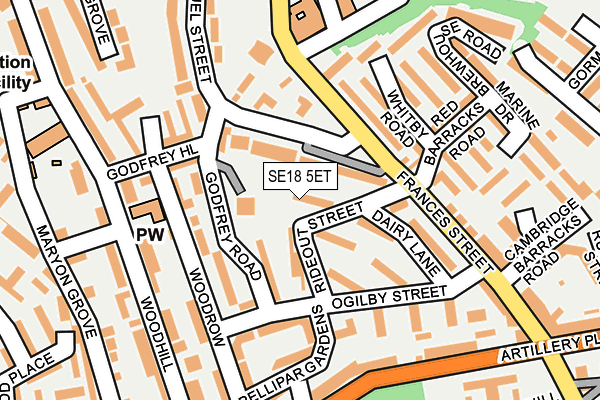 SE18 5ET map - OS OpenMap – Local (Ordnance Survey)