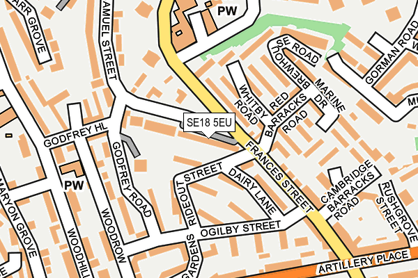 SE18 5EU map - OS OpenMap – Local (Ordnance Survey)
