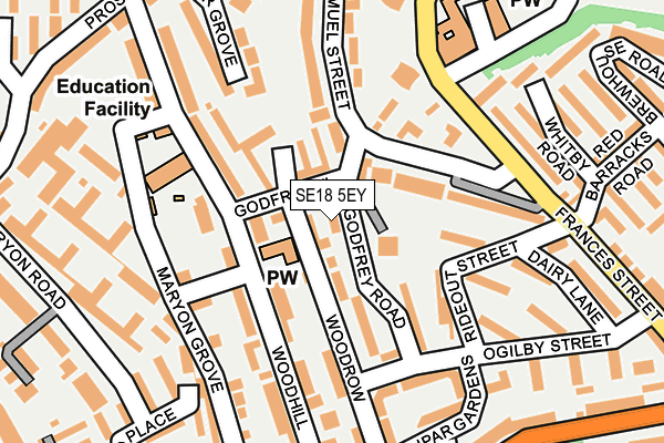 SE18 5EY map - OS OpenMap – Local (Ordnance Survey)