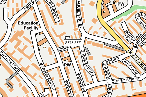 SE18 5EZ map - OS OpenMap – Local (Ordnance Survey)