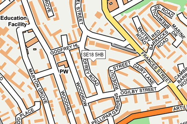 SE18 5HB map - OS OpenMap – Local (Ordnance Survey)