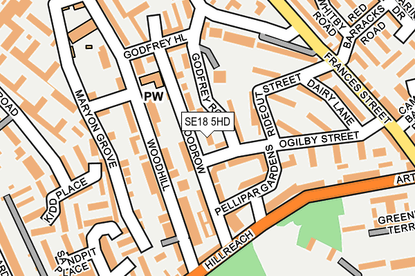 SE18 5HD map - OS OpenMap – Local (Ordnance Survey)