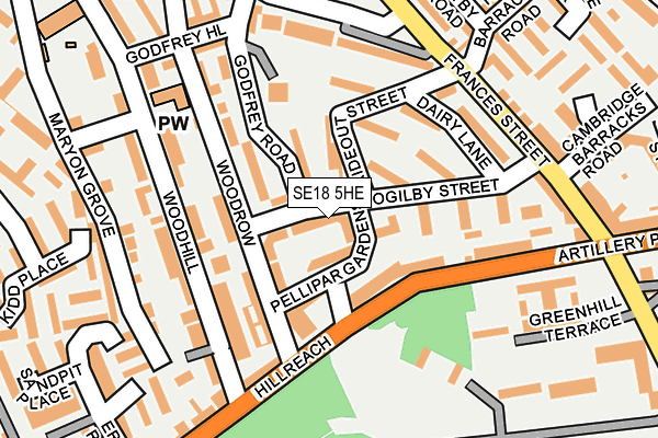 SE18 5HE map - OS OpenMap – Local (Ordnance Survey)