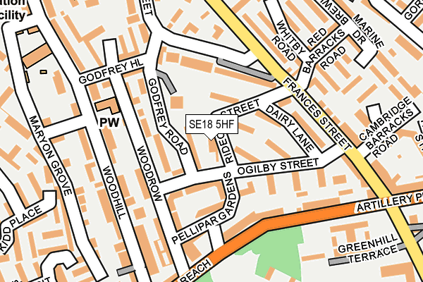 SE18 5HF map - OS OpenMap – Local (Ordnance Survey)
