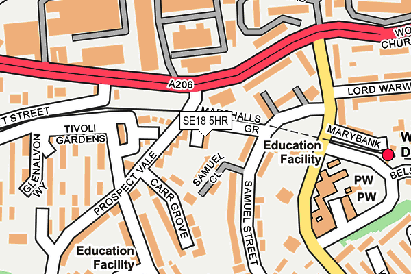 SE18 5HR map - OS OpenMap – Local (Ordnance Survey)