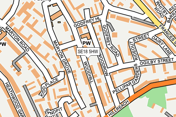 SE18 5HW map - OS OpenMap – Local (Ordnance Survey)