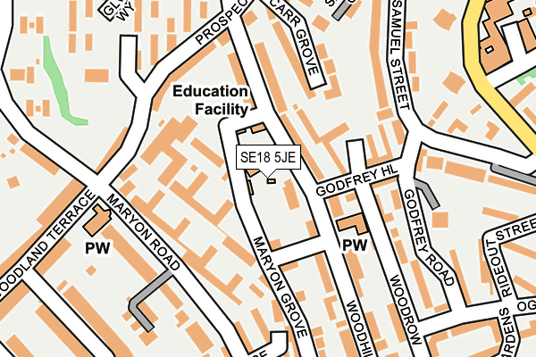 SE18 5JE map - OS OpenMap – Local (Ordnance Survey)