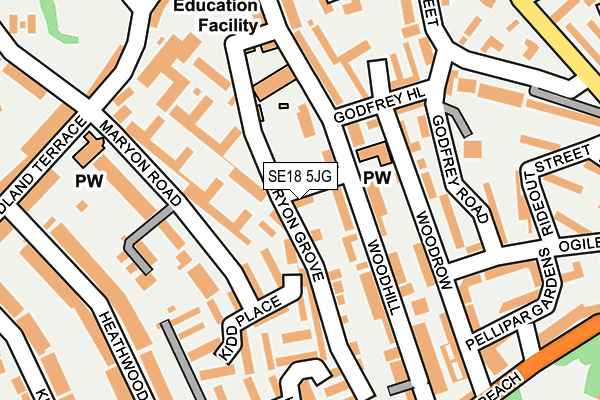 SE18 5JG map - OS OpenMap – Local (Ordnance Survey)