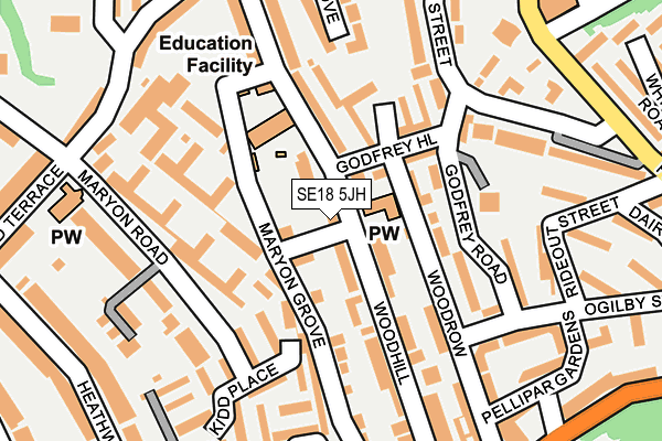 SE18 5JH map - OS OpenMap – Local (Ordnance Survey)